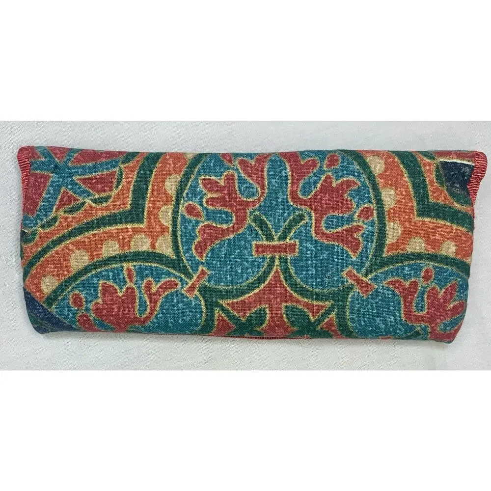 Eyeglass Case For Women Hard Case Sunglasses Fabric Covered Paisley Multicolored